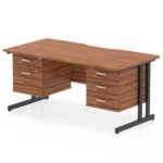 Impulse Scalloped Edge 1600mm Cantilever Straight Desk With Two Fixed Pedestal - Image 16