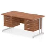 Impulse Scalloped Edge 1600mm Cantilever Straight Desk With Two Fixed Pedestal - Image 17