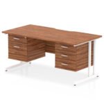 Impulse Scalloped Edge 1600mm Cantilever Straight Desk With Two Fixed Pedestal - Image 18