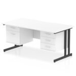 Impulse Scalloped Edge 1600mm Cantilever Straight Desk With Two Fixed Pedestal - Image 19