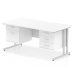 Impulse Scalloped Edge 1600mm Cantilever Straight Desk With Two Fixed Pedestal - Image 20