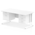 Impulse Scalloped Edge 1600mm Cantilever Straight Desk With Two Fixed Pedestal - Image 21