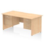 Impulse Scalloped Edge 1600mm Panel End Straight Desk With Two Fixed Pedestal - Image 6