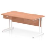 Impulse Scalloped Edge Cantilever Straight Desk With Two One Drawer Fixed Pedestals - Image 14