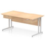 Impulse Scalloped Edge Cantilever Straight Desk With Two One Drawer Fixed Pedestals - Image 9