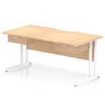 Impulse Scalloped Edge Cantilever Straight Desk With Two One Drawer Fixed Pedestals - Image 16