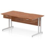 Impulse Scalloped Edge Cantilever Straight Desk With Two One Drawer Fixed Pedestals - Image 11