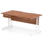 Impulse Scalloped Edge Cantilever Straight Desk With Two One Drawer Fixed Pedestals - Image 18