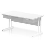 Impulse Scalloped Edge Cantilever Straight Desk With Two One Drawer Fixed Pedestals - Image 19