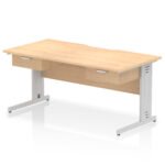 Impulse Scalloped Edge Cable Managed Straight Desk With Two One Drawer Fixed Pedestals - Image 9