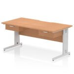 Impulse Scalloped Edge Cable Managed Straight Desk With Two One Drawer Fixed Pedestals - Image 10