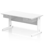 Impulse Scalloped Edge Cable Managed Straight Desk With Two One Drawer Fixed Pedestals - Image 19