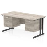 Impulse Scalloped Edge 1600mm Cantilever Straight Desk With Two Fixed Pedestal - Image 25