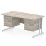 Impulse Scalloped Edge 1600mm Cantilever Straight Desk With Two Fixed Pedestal - Image 26