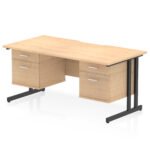 Impulse Scalloped Edge 1600mm Cantilever Straight Desk With Two Fixed Pedestal - Image 28