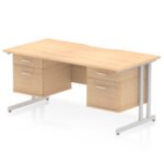 Impulse Scalloped Edge 1600mm Cantilever Straight Desk With Two Fixed Pedestal - Image 29