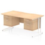 Impulse Scalloped Edge 1600mm Cantilever Straight Desk With Two Fixed Pedestal - Image 30
