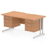 Impulse Scalloped Edge 1600mm Cantilever Straight Desk With Two Fixed Pedestal - Image 32