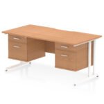 Impulse Scalloped Edge 1600mm Cantilever Straight Desk With Two Fixed Pedestal - Image 33