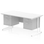 Impulse Scalloped Edge 1600mm Cantilever Straight Desk With Two Fixed Pedestal - Image 39