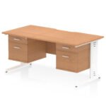 Impulse Scalloped Edge 1600mm Cable Managed Straight Desk With Two Fixed Pedestal - Image 33