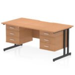 Impulse Scalloped Edge 1600mm Cantilever Straight Desk With Two Fixed Pedestal - Image 58