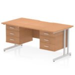 Impulse Scalloped Edge 1600mm Cantilever Straight Desk With Two Fixed Pedestal - Image 50