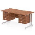 Impulse Scalloped Edge 1600mm Cantilever Straight Desk With Two Fixed Pedestal - Image 53