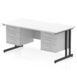 Impulse Scalloped Edge 1600mm Cantilever Straight Desk With Two Fixed Pedestal - Image 55