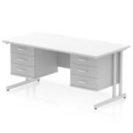 Impulse Scalloped Edge 1600mm Cantilever Straight Desk With Two Fixed Pedestal - Image 56