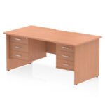 Impulse Scalloped Edge 1600mm Panel End Straight Desk With Two Fixed Pedestal - Image 26