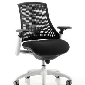 Flex Medium Back White Frame Task Operator Office Chair with Arms