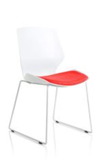 Florence Sled White Frame Fabric Seat Visitor Chair - Image 9