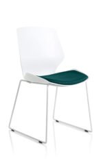 Florence Sled White Frame Fabric Seat Visitor Chair - Image 11
