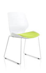 Florence Sled White Frame Fabric Seat Visitor Chair - Image 12