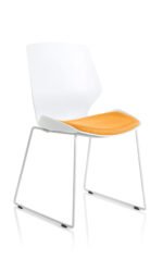 Florence Sled White Frame Fabric Seat Visitor Chair - Image 13