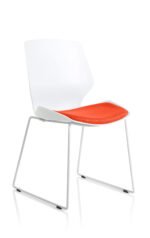 Florence Sled White Frame Fabric Seat Visitor Chair - Image 15