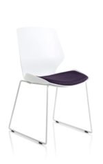 Florence Sled White Frame Fabric Seat Visitor Chair - Image 16