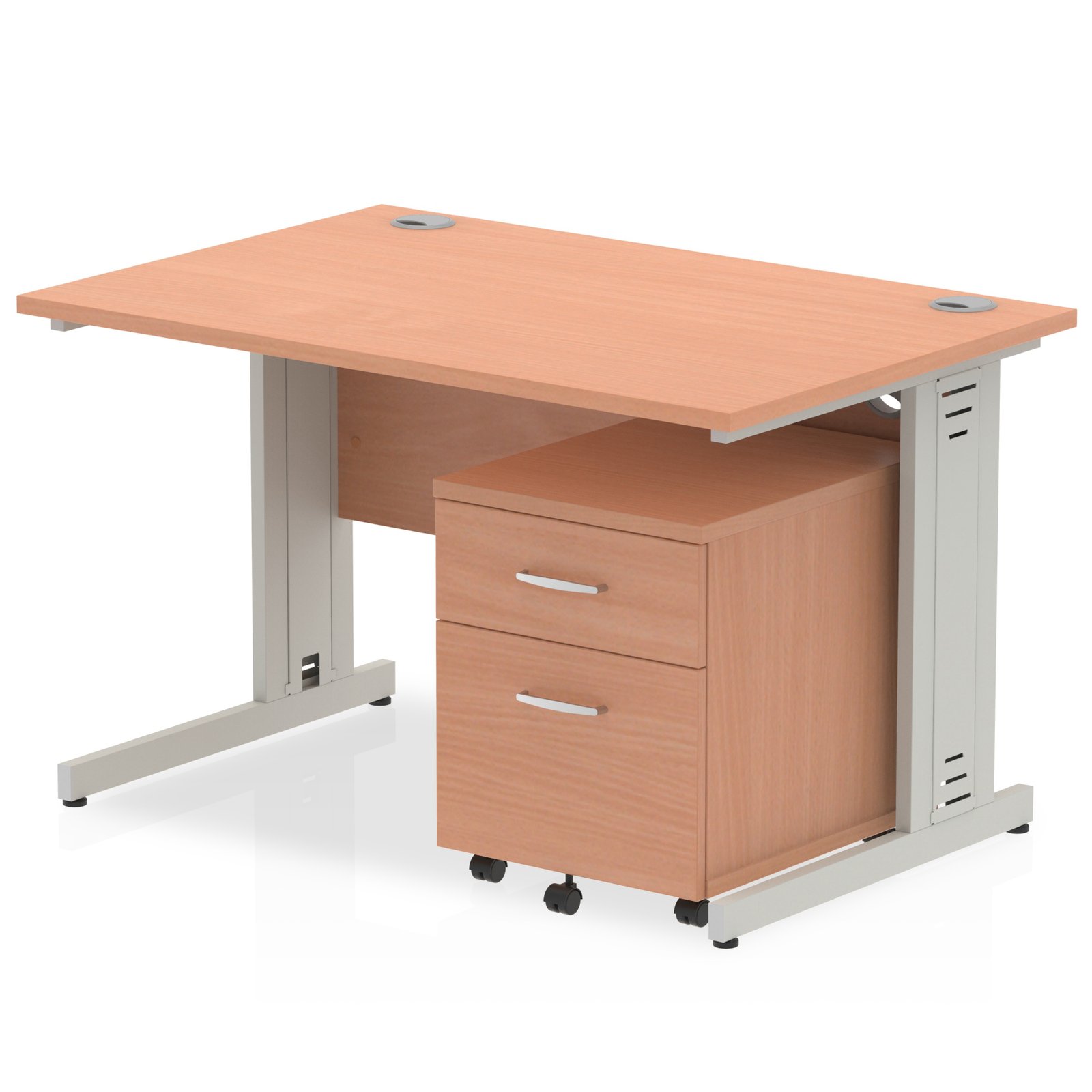 MI000990_1 Impulse 1200mm Cable Managed Straight Desk With Mobile Pedestal - Image 1