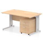 Impulse 1400mm Cable Managed Straight Desk With Mobile Pedestal - Image 9