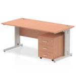 Impulse 1200mm Cable Managed Straight Desk With Mobile Pedestal - Image 2