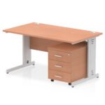 Impulse 1400mm Cable Managed Straight Desk With Mobile Pedestal - Image 2