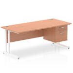 Impulse 1800mm Cantilever Straight Desk With Single Fixed Pedestal - Image 2