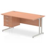 Impulse 1600mm Cantilever Straight Desk With Single Fixed Pedestal - Image 25