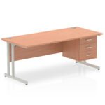 Impulse 1800mm Cantilever Straight Desk With Single Fixed Pedestal - Image 26