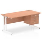 Impulse 1600mm Cantilever Straight Desk With Single Fixed Pedestal - Image 4