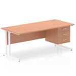 Impulse 1800mm Cantilever Straight Desk With Single Fixed Pedestal - Image 4