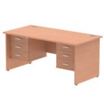 Impulse 1600mm Panel End Straight Desk With Two Fixed Pedestal - Image 2