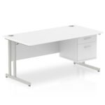 Impulse 1600mm Cantilever Straight Desk With Single Fixed Pedestal - Image 42