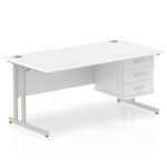 Impulse 1600mm Cantilever Straight Desk With Single Fixed Pedestal - Image 44